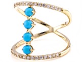 Blue Sleeping Beauty Turquoise 14k Yellow Gold 4-Stone Ring 0.41ctw