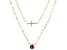 Red Garnet 10k Yellow Gold Double Layer Cross Necklace 0.13ct