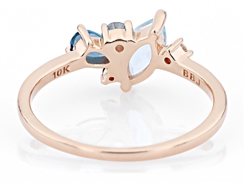 Aquamarine 10k Rose Gold Ring 0.76ctw