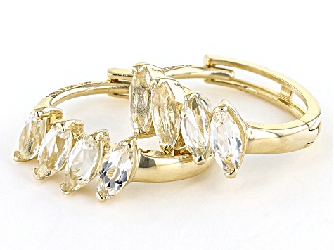 White Topaz 10k Yellow Gold Hoop Earrings 0.52ctw