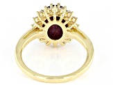 Red Indian Star Ruby With White Zircon 10k Yellow Gold Ring 5.81ctw