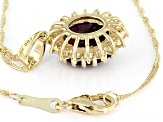 Red Indian Star Ruby With White Zircon 10k Yellow Gold Pendant With Chain 5.81ctw