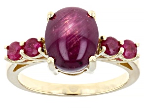 Red Indian Star Ruby 10k Yellow Gold Ring 5.61ctw