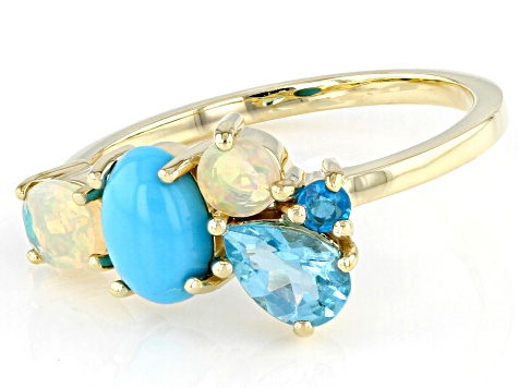 Blue Sleeping Beauty Turquoise 10k Yellow Gold Ring 0.64ctw
