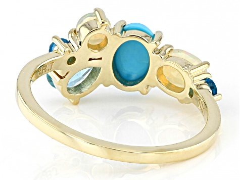 Blue Sleeping Beauty Turquoise 10k Yellow Gold Ring 0.64ctw