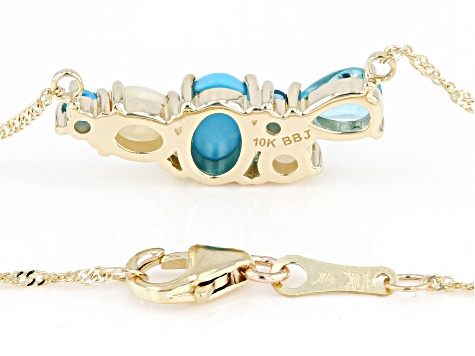 Blue Sleeping Beauty Turquoise 10k Yellow Gold Necklace