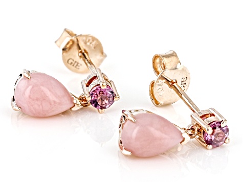 Pink Opal 10k Rose Gold Earrings