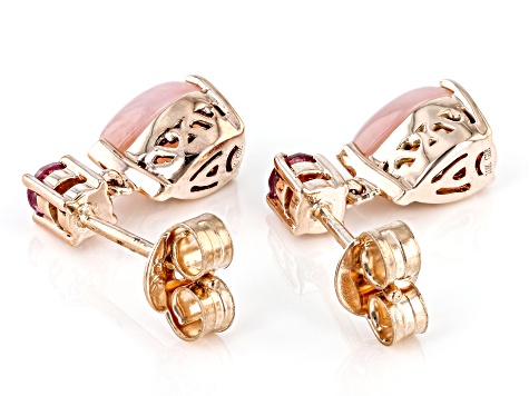 Pink Opal 10k Rose Gold Earrings