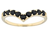 Black Spinel 10k Yellow Gold Chevron Band Ring 0.50ctw