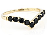 Black Spinel 10k Yellow Gold Chevron Band Ring 0.50ctw