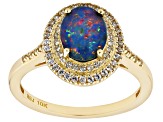 Australian Opal Triplet 10k Yellow Gold Ring