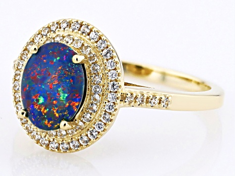 Australian Opal Triplet 10k Yellow Gold Ring