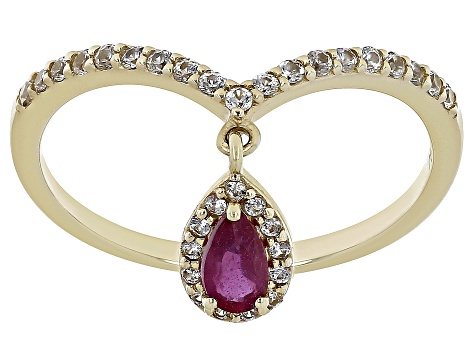 Red Mahaleo® Ruby 10k Yellow Gold Charm Ring 0.58ctw