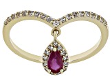 Red Mahaleo® Ruby 10k Yellow Gold Charm Ring 0.58ctw