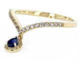 Blue Mahaleo® Sapphire and White Zircon 10k Yellow Gold Charm Ring 0.58ctw