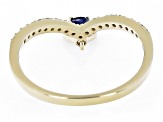 Blue Mahaleo® Sapphire and White Zircon 10k Yellow Gold Charm Ring 0.58ctw