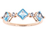 Swiss Blue Topaz 10k Rose Gold Band Ring 1.35ctw