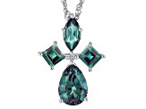 Lab Created Alexandrite Rhodium Over 10k White Gold Pendant With Chain 1.15ctw