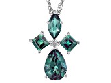 Blue Lab Created Alexandrite Rhodium Over 10k White Gold Pendant With Chain 1.15ctw