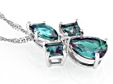 Blue Lab Created Alexandrite Rhodium Over 10k White Gold Pendant With Chain 1.15ctw