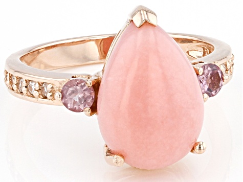 Pink Peruvian Opal 10k Rose Gold Ring
