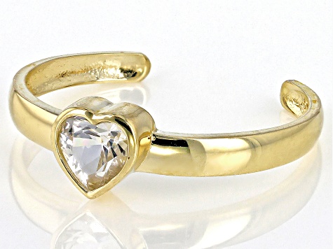 White Lab Created Sapphire 10k Yellow Gold Toe Ring 0.20ct
