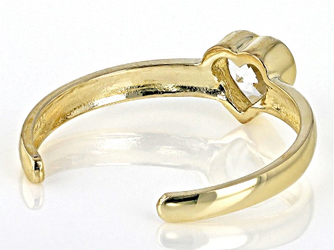 White Lab Created Sapphire 10k Yellow Gold Toe Ring 0.20ct