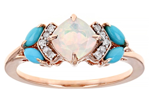 White Ethiopian Opal 10k Rose Gold Ring 0.59ctw