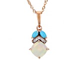 White Ethiopian Opal 10k Rose Gold Pendant with Chain 0.59ctw