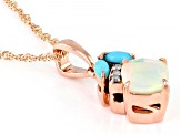 White Ethiopian Opal 10k Rose Gold Pendant with Chain 0.59ctw