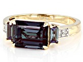 Blue Lab Created Alexandrite 10k Yellow Gold Ring 2.07ctw