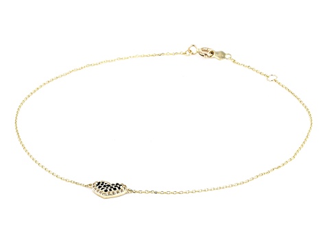 Black Spinel 10k Yellow Gold Anklet 0.18ctw