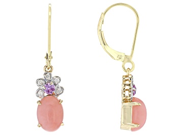 Picture of Pink Opal 10k Yellow Gold Earrings 1.99ctw