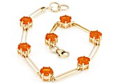 Orange Fire Opal 10k Yellow Gold Paperclip Chain Bracelet 3.60ctw