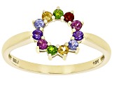 Multi Gem 10k Yellow Gold Ring 0.41ctw