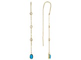 Blue Sleeping Beauty Turquoise 10k Yellow Gold Threader Earrings