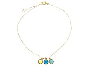 Blue Sleeping Beauty Turquoise With Ethiopian Opal and Larimar 10k Yellow Gold Anklet