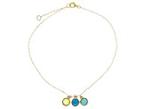 Blue Sleeping Beauty Turquoise With Ethiopian Opal and Larimar 10k Yellow Gold Anklet