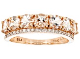 Peach Morganite 10k Rose Gold Band Ring 1.42ctw