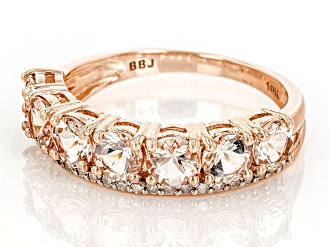 Peach Morganite 10k Rose Gold Band Ring 1.42ctw