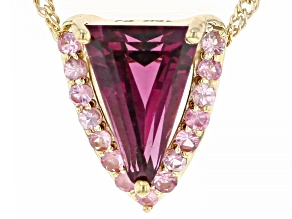 Grape Color Garnet and Pink Spinel 10k Yellow Gold Pendant With Chain 1.42ctw