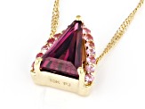 Grape Color Garnet and Pink Spinel 10k Yellow Gold Pendant With Chain 1.42ctw