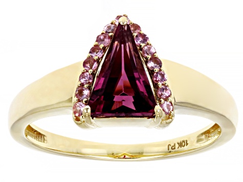 Grape Color Garnet and Pink Spinel 10k Yellow Gold Ring 1.42ctw