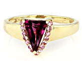 Grape Color Garnet and Pink Spinel 10k Yellow Gold Ring 1.42ctw