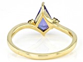 Blue Tanzanite With Champagne Diamond 10k Yellow Gold Ring