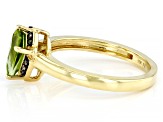 Kite Peridot with Champagne Diamonds 10k Yellow Gold Ring 1.02ctw