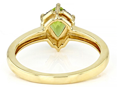 Kite Peridot with Champagne Diamonds 10k Yellow Gold Ring 1.02ctw