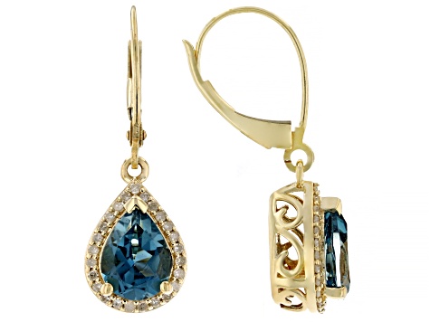 London Blue Topaz 10k Yellow Gold Dangle Earrings 2.59ctw