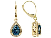 London Blue Topaz 10k Yellow Gold Dangle Earrings 2.59ctw