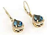 London Blue Topaz 10k Yellow Gold Dangle Earrings 2.59ctw